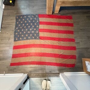 Vintage Free People Oversized Distressed Red, Blue, Tan American Flag Scarf